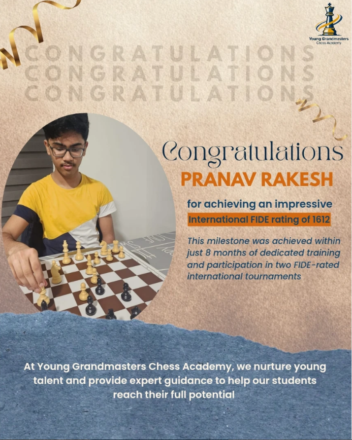 Pranav Rakesh playing chess